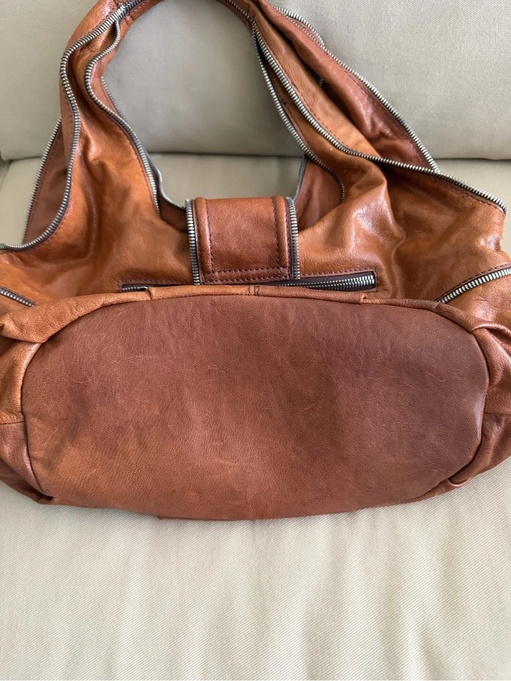 LOCKHEART Camel Colot Leather Satchel Handbag